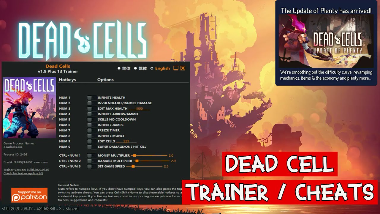 Dead Cells читы и трейнеры на ПК-версию Dead Cells читы и трейнеры на ПК-версию